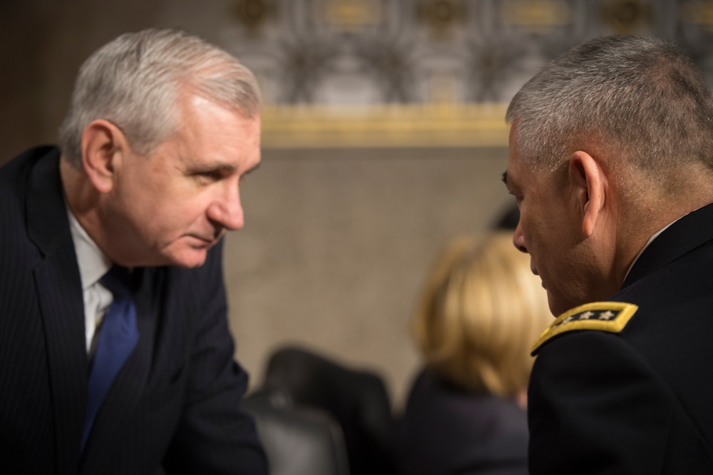 Army Gen. John F. Campbell speaks during Senate Armed Services Committee hearing