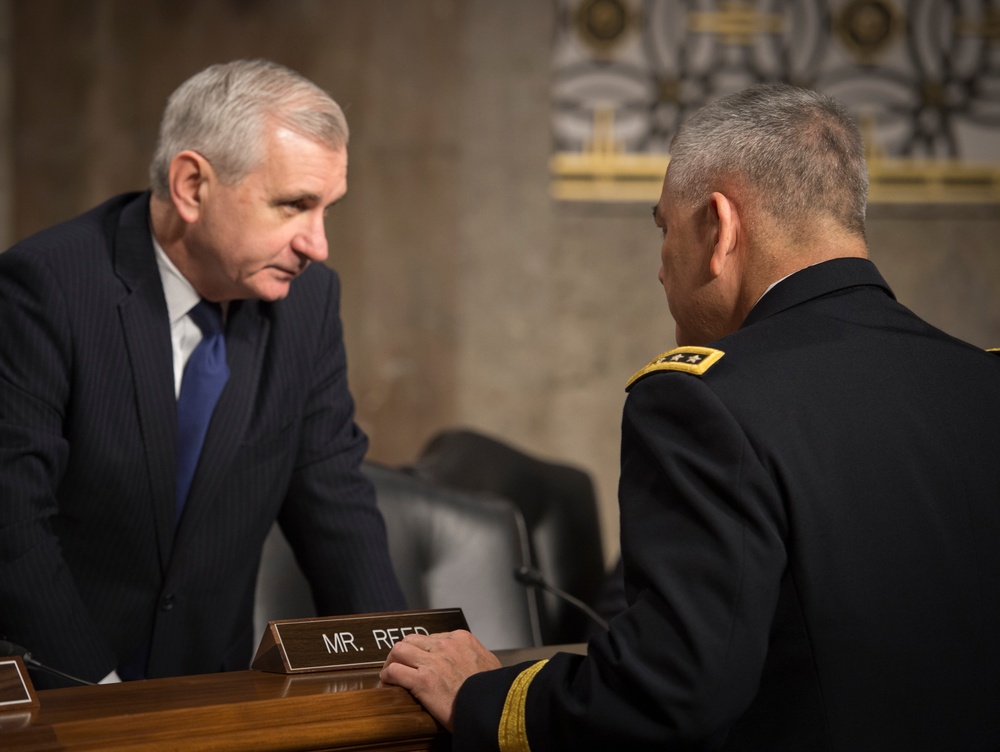 Army Gen. John F. Campbell speaks during Senate Armed Services Committee hearing