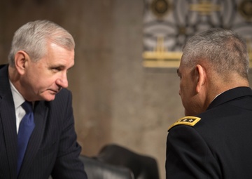 Army Gen. John F. Campbell speaks during Senate Armed Services Committee hearing