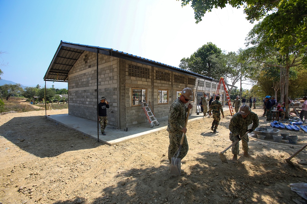 NMCB4 Sailors, Royal Thai Marines, Indian Soldier make progress during CG-15 construction