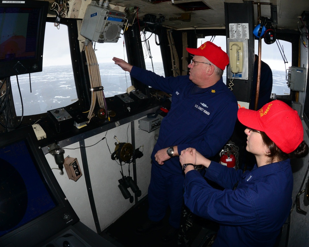 Coast Guard Cutter Polar Star navigates to beset fishing vessel