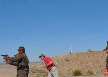 Marines train on pistol range aboard Marine Corps Logistics Base Barstow