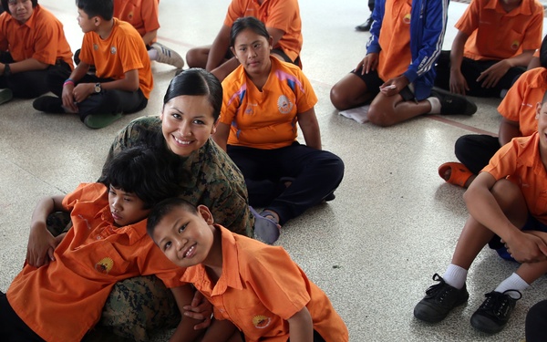 U.S. and Thai service members volunteer at school for disabilities