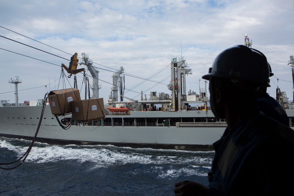 Marines and Sailors conduct a Replenishment at Sea