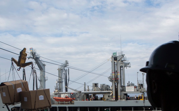 Marines and Sailors conduct a Replenishment at Sea