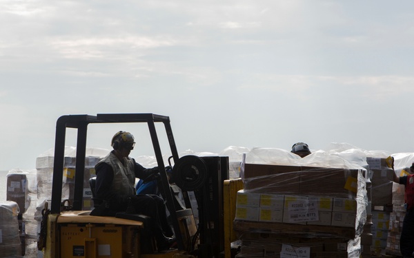 Marines and Sailors conduct a Replenishment at Sea