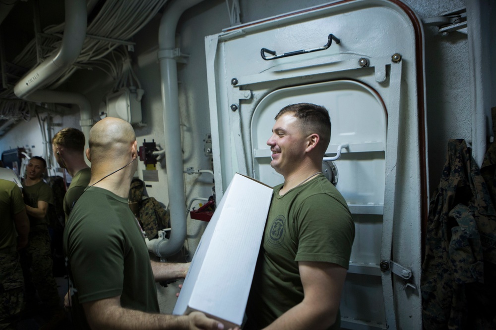 Marines and Sailors conduct a Replenishment at Sea