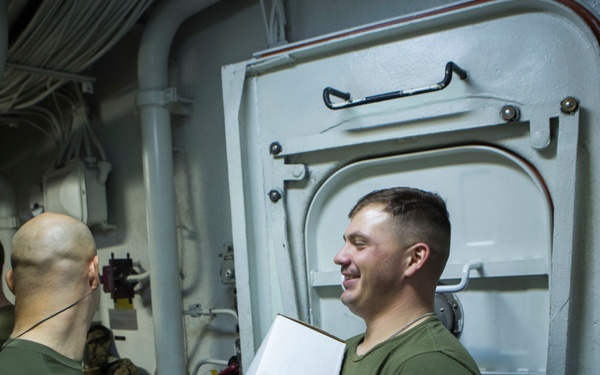 Marines and Sailors conduct a Replenishment at Sea