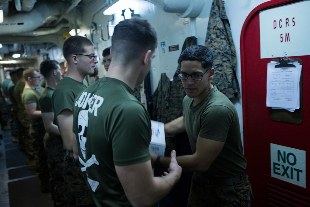 Marines and Sailors conduct a Replenishment at Sea