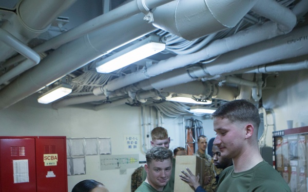 Marines and Sailors conduct a Replenishment at Sea
