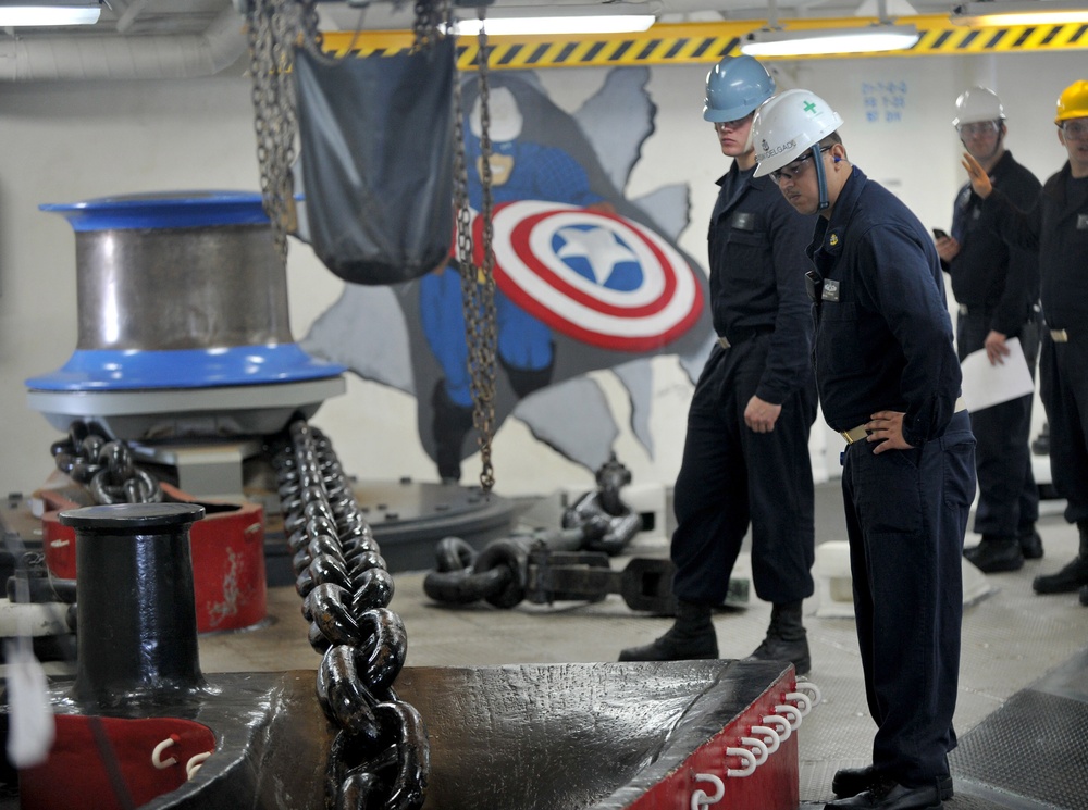 USS America (LHA 6): Feb. 13 anchor drop test