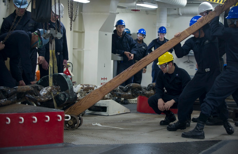 USS America (LHA 6): Feb. 13 anchor drop test