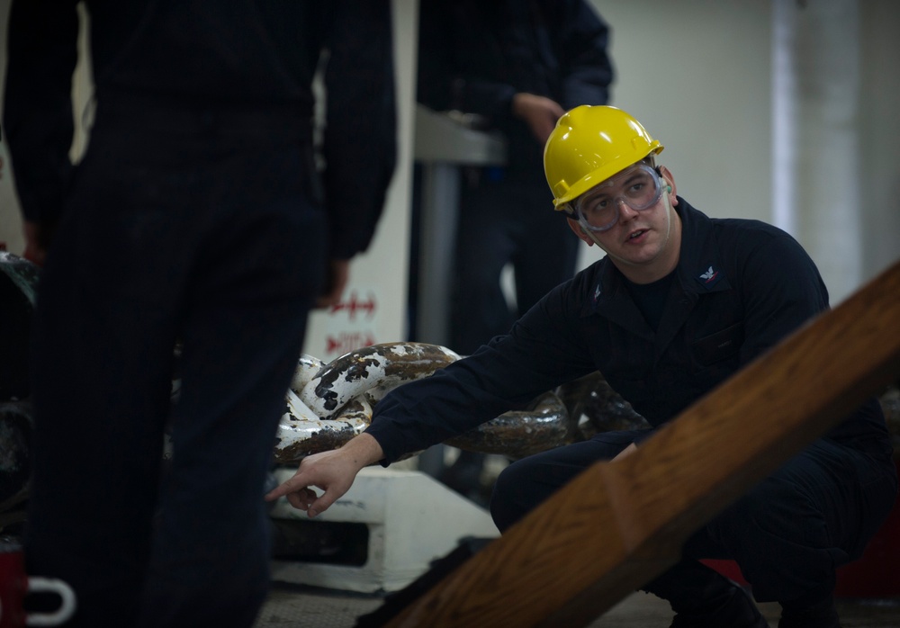 USS America (LHA 6): Feb. 13 anchor drop test