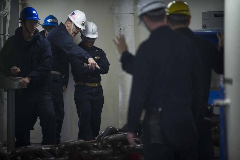 USS America (LHA 6): Feb. 13 anchor drop test