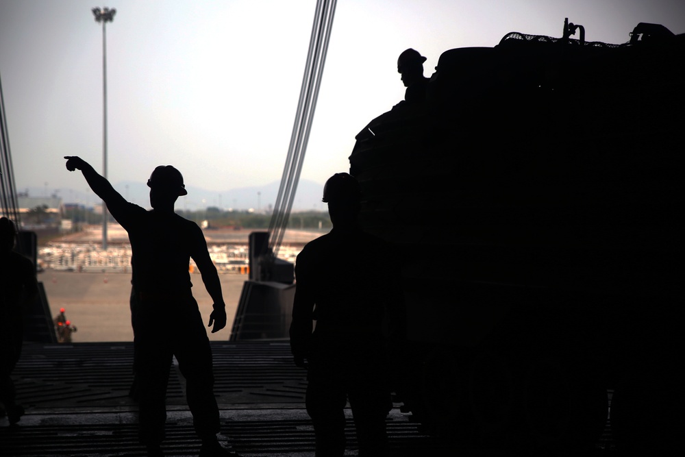 Marines offload supplies, equipment for Cobra Gold Marines offload supplies, equipment for Cobra Gold