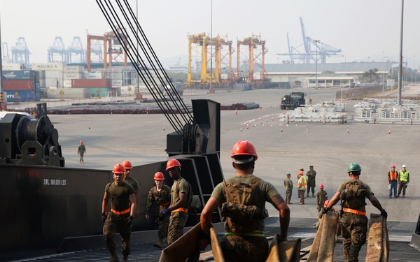 Marines offload supplies, equipment for Cobra Gold