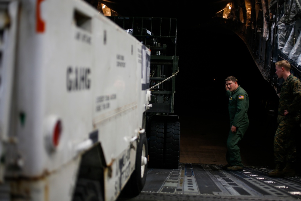 C-17 cargo offload in Utapao