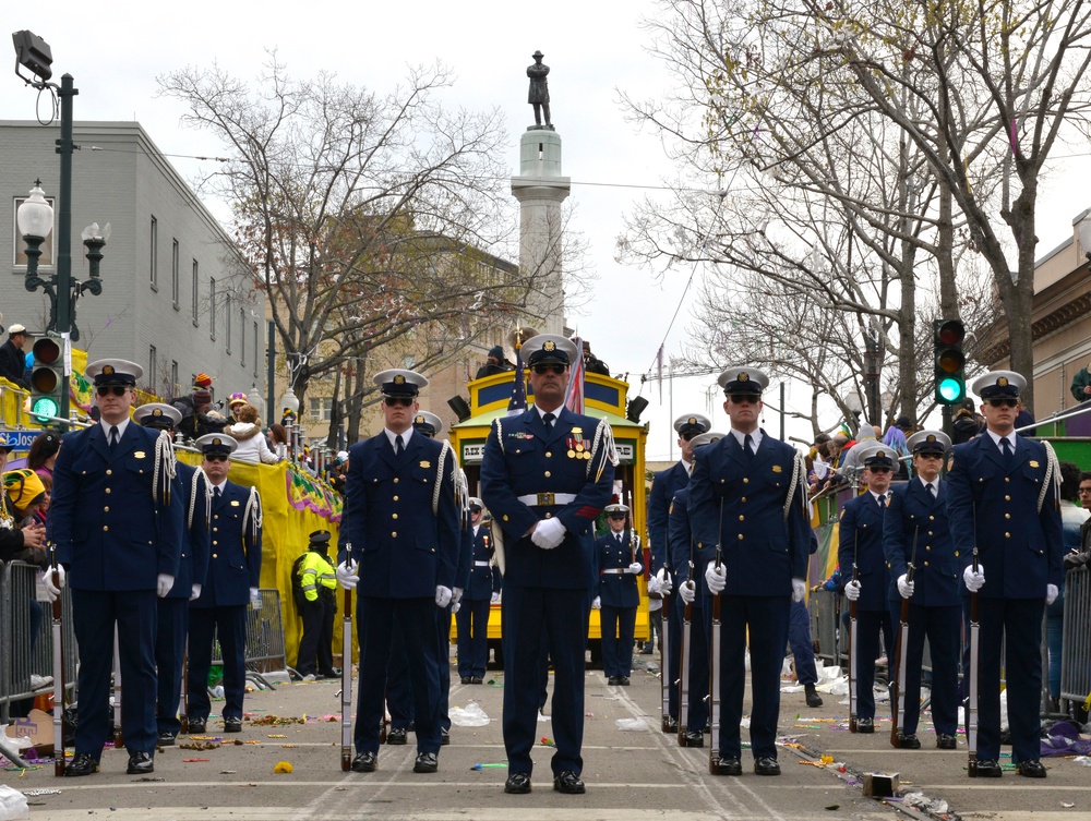 Coast Guard Honor Guard marches in Mardi Gras Parade