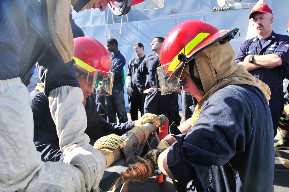 Patching drills aboard USS New York
