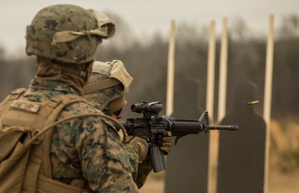 2nd Transportation Support Battalion Marines conduct range training at Quantico, Va.