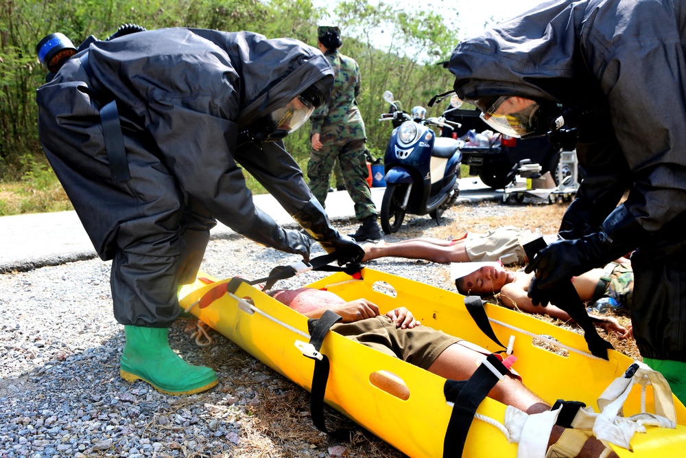 U.S. and Thai military members conduct CBRN training together U.S. and Thai military members conduct CBRN training together