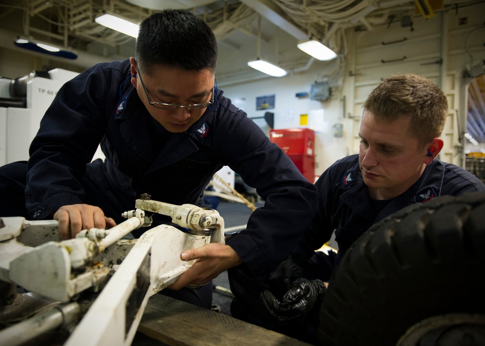 Maintenance aboard USS America