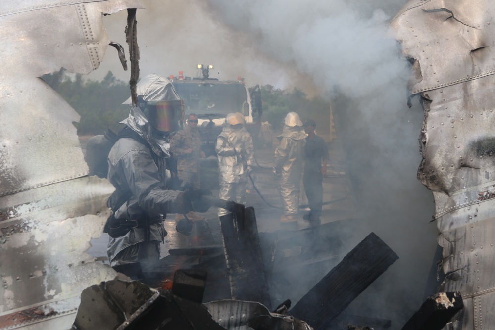 U.S and Thai military firefighters test their crash, fire and rescue skills