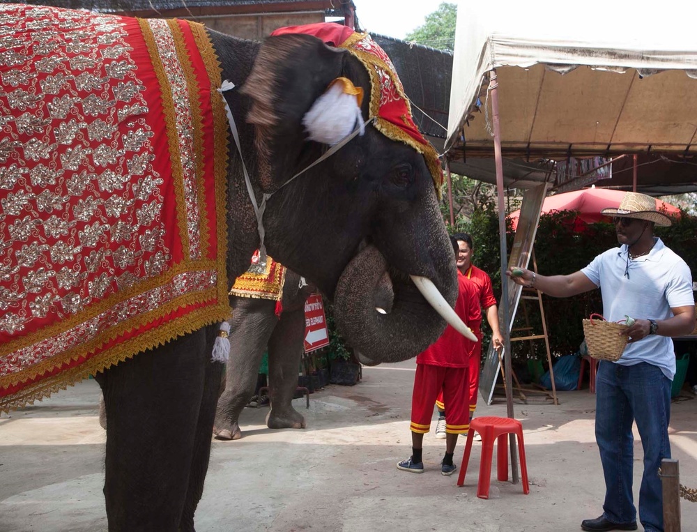 Cobra Gold Marines visit temples, elephants