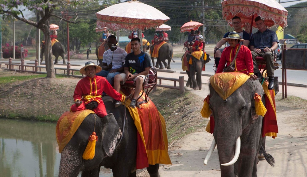 Cobra Gold Marines visit temples, elephants