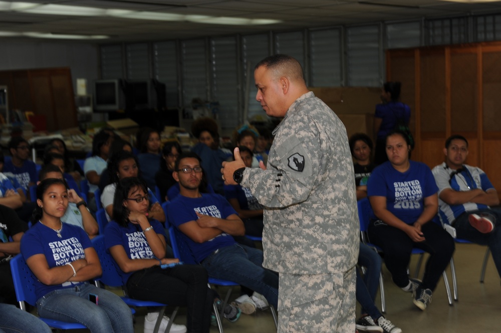 Gen. Burgos shares his personal story with local students