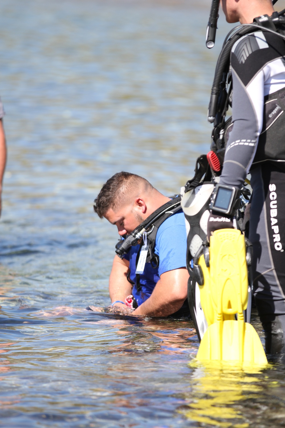 Disabled veteran Sammy Lugo dives in Guantanamo Bay, Cuba