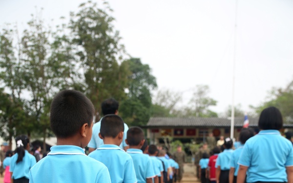 Service members, laugh, play, learn with Thai children during Cobra Gold 15