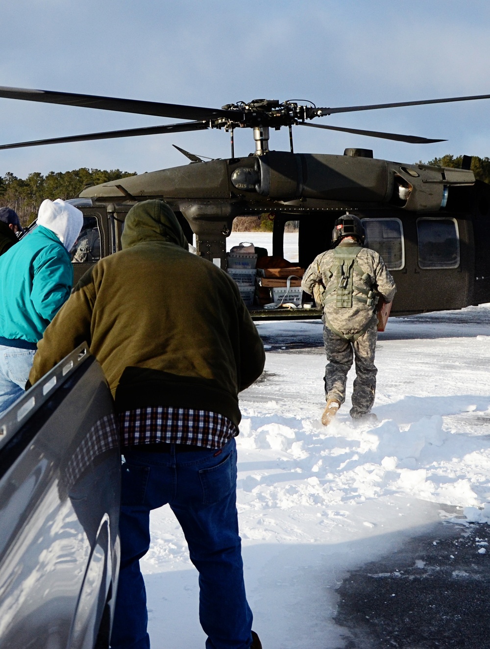 Virginia Guard aviators deliver supplies to iced-in Tangier Island