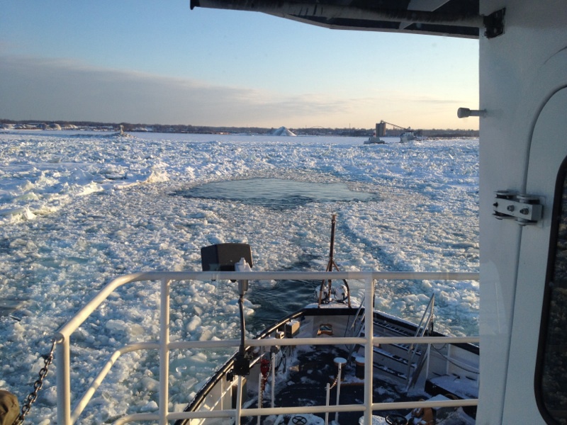 Coast Guard Cutter Bristol Bay breaks ice in Lake Erie