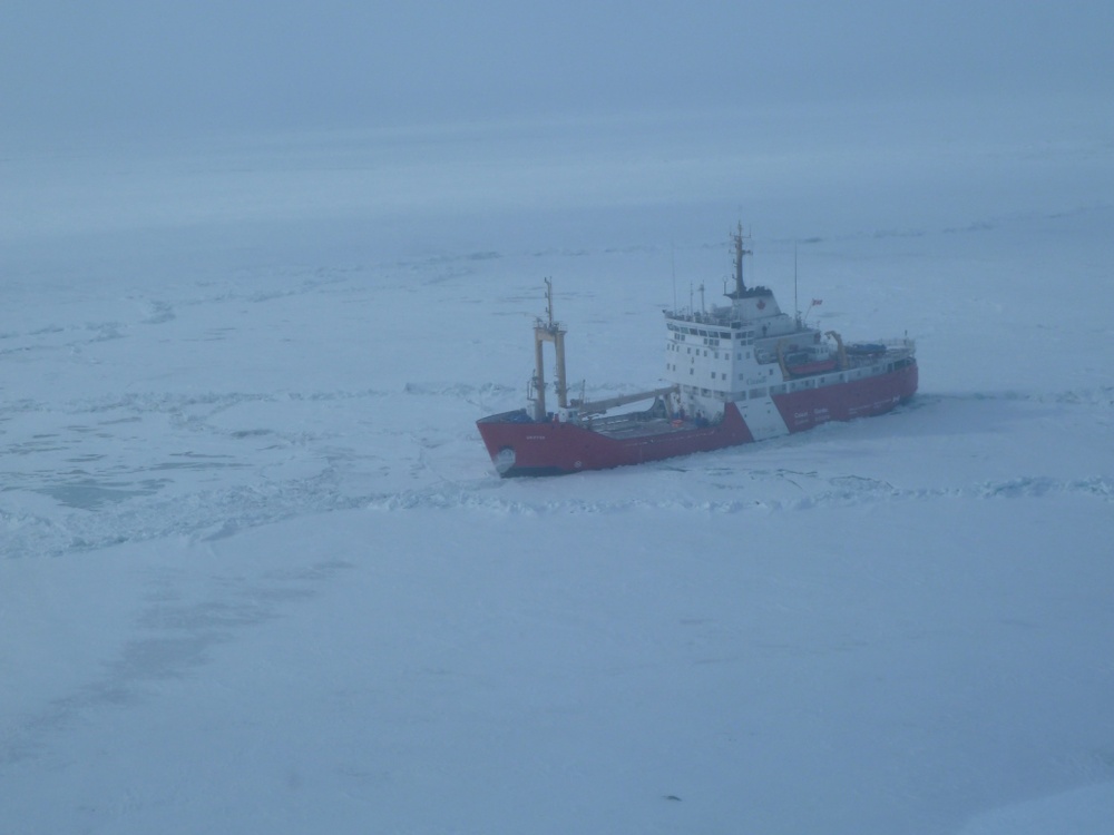 Canadian Coast Guard Ship Griffon breaks ice in Lake Erie