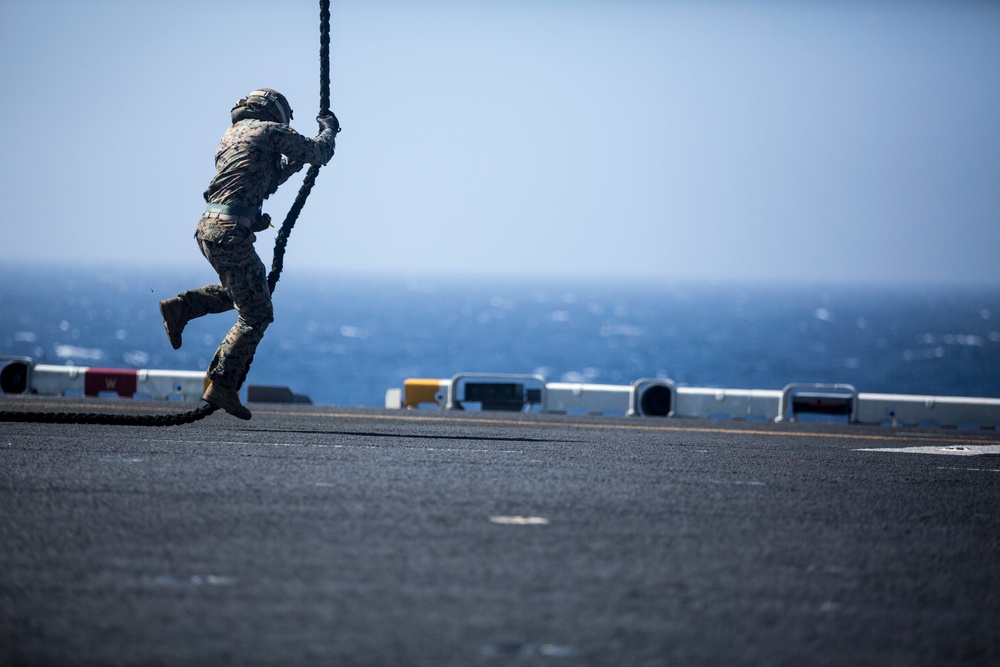 Fast Rope Training Aboard the USS Bonhomme Richard (LHD 6)