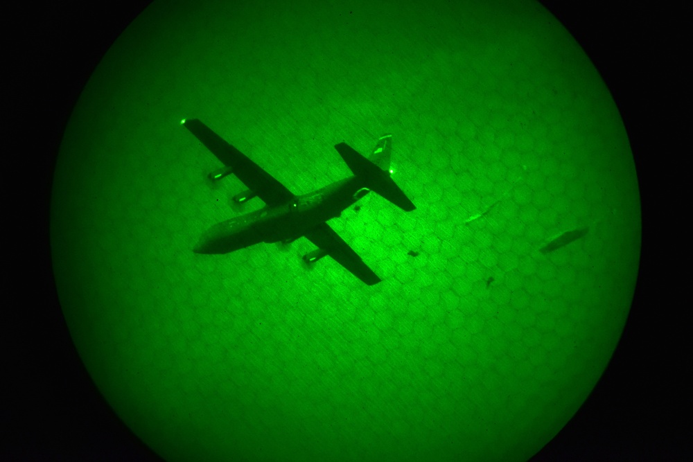 Night airborne operation at Juliet Drop Zone in Pordenone, Italy, Feb. 19