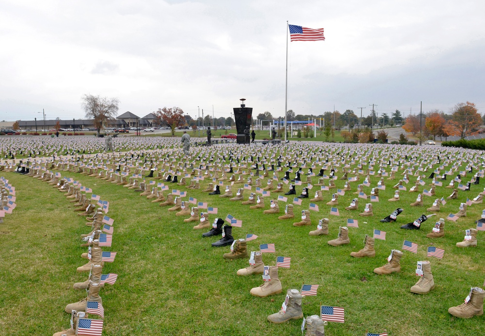 Military Survivor Appreciation Week boot display
