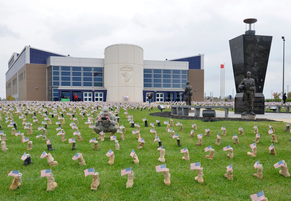Military Survivor Appreciation Week boot display