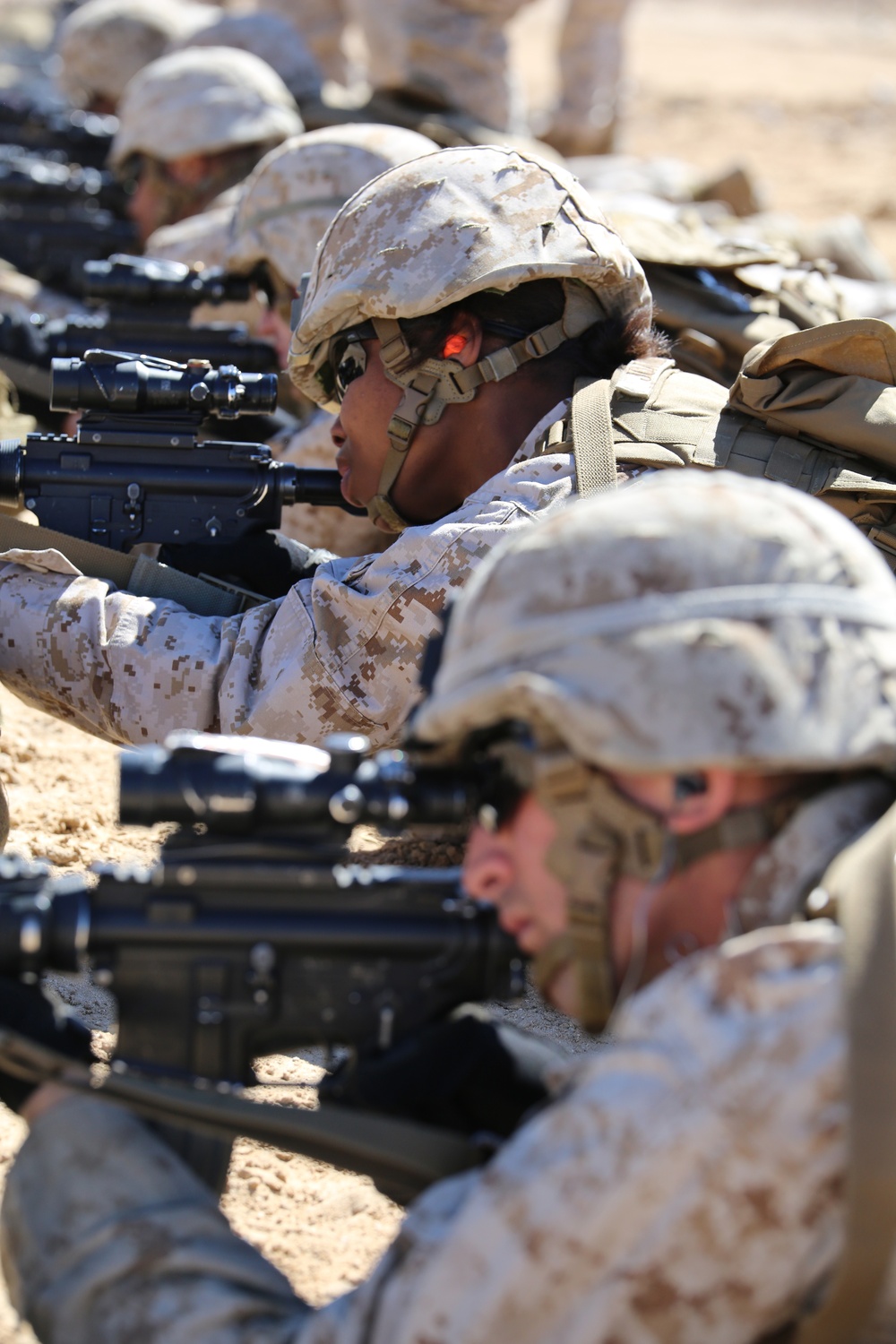 Integrated Task Force infantry Marines zero weapons at Twentynine Palms