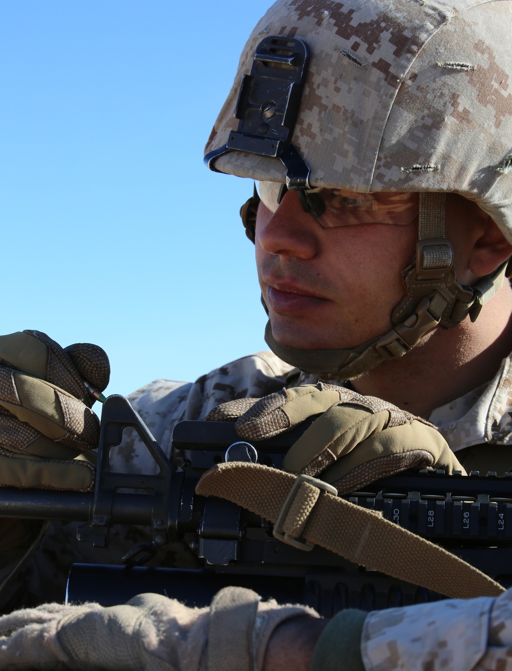 Integrated Task Force infantry Marines zero weapons at Twentynine Palms