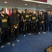 Secretary of Defense Ash Carter greets the Golden State Warriors NBA team