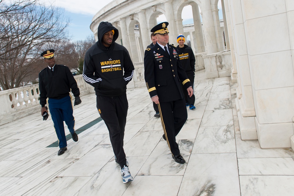 Golden State Warriors visit Pentagon, Arlington Cemetery