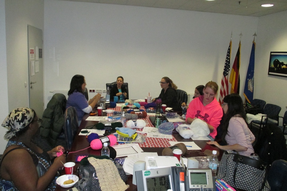 721st AMXS spouses crochet for cancer