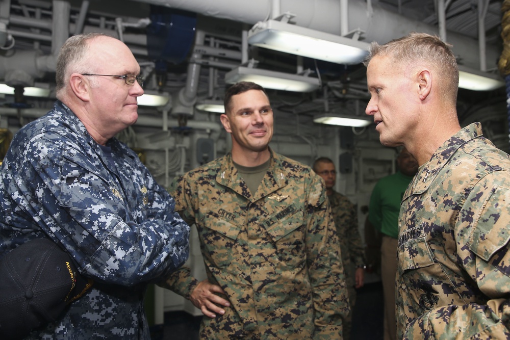 General Mundy visits Marines, sailors aboard USS Essex