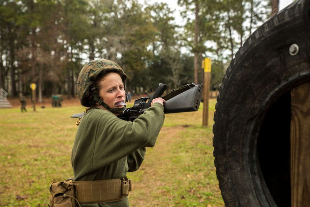 Marine recruits conquer Parris Island bayonet assault course