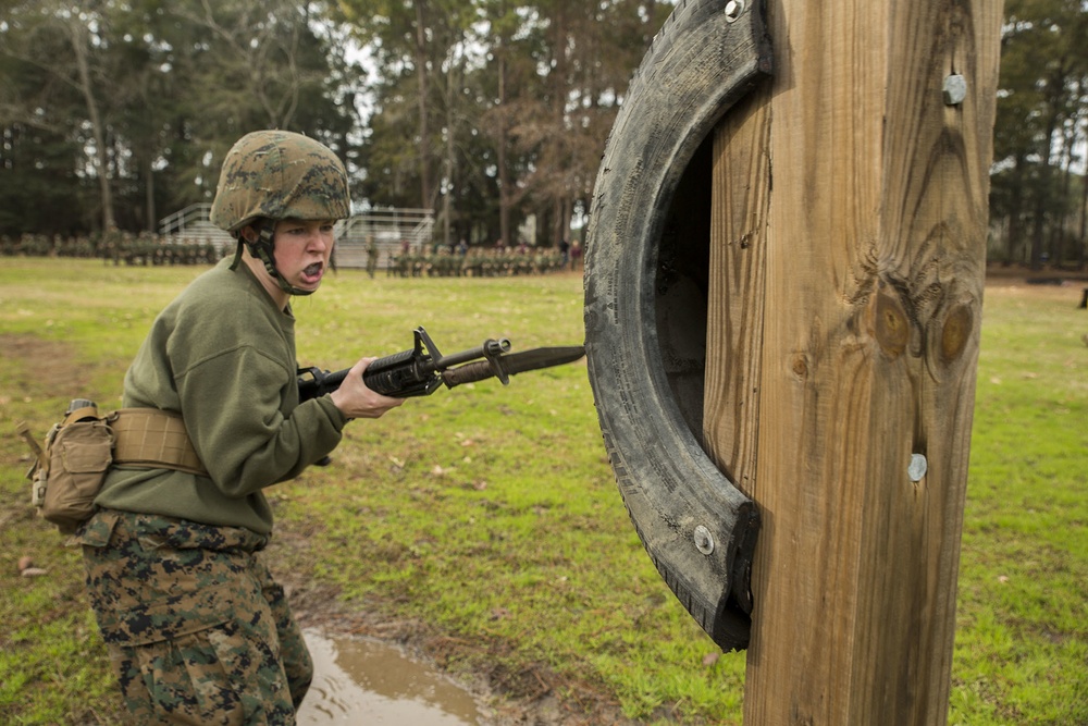 Marine recruits conquer Parris Island bayonet assault course