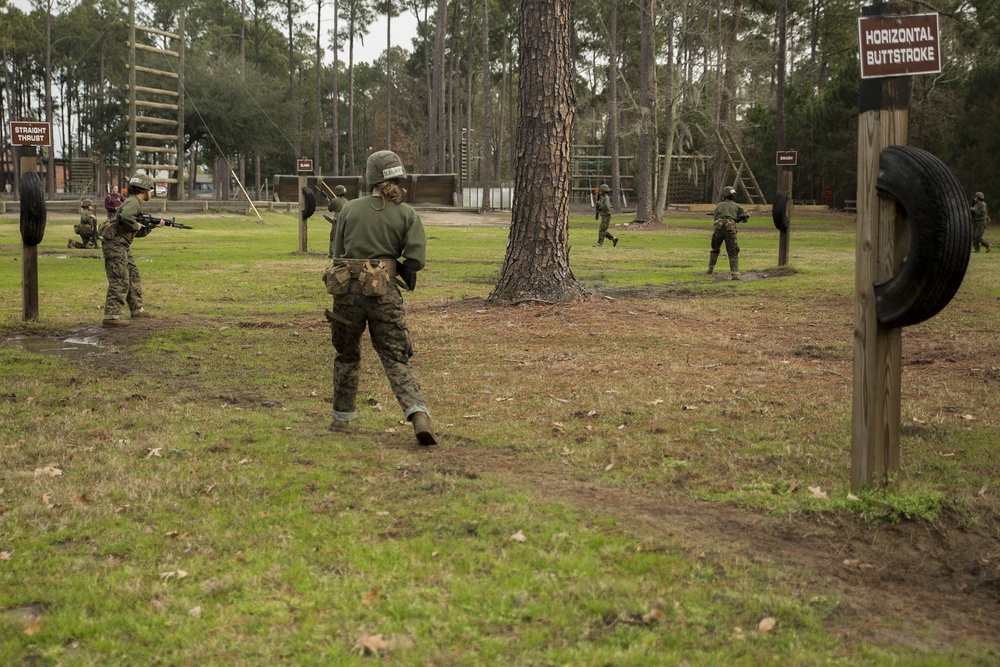 Marine recruits conquer Parris Island bayonet assault course