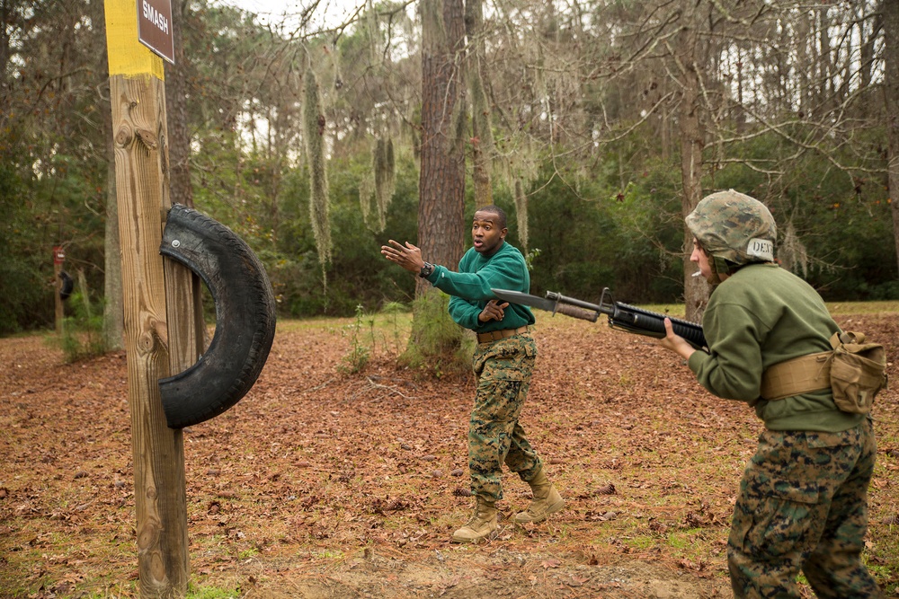 Marine recruits conquer Parris Island bayonet assault course