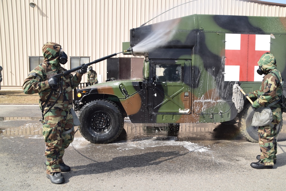 Army air defenders practice decontamination in South Korea